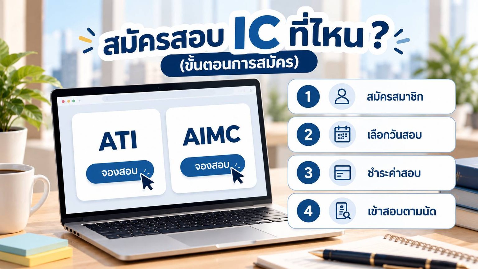 สมัครสอบ IC ที่ไหน ขั้นตอนจองสอบ ATI และ AIMC 4 ขั้น